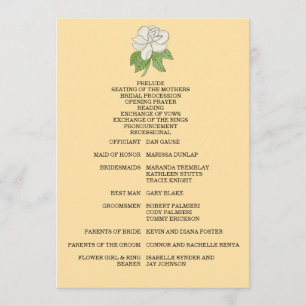 Minimalist Magnolia Flower Wedding Program