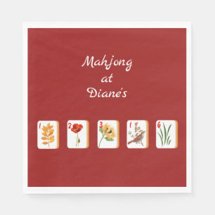 Minimalist Mahjong Flower Tiles Paper Napkin