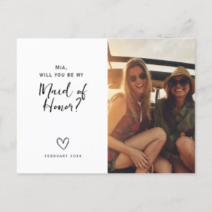 Minimalist Maid of Honour asking postcard