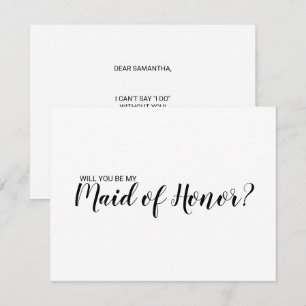 Minimalist Maid of Honour Proposal Card