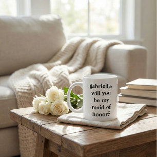 Minimalist Maid of Honour Proposal Personalized Large Coffee Mug