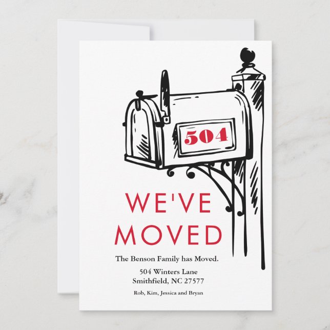 Minimalist Mailbox New Home We've Moved Invitation (Front)