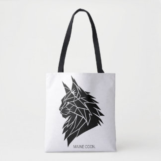 Minimalist Maine Coon Geometric Cotton Tote Bag