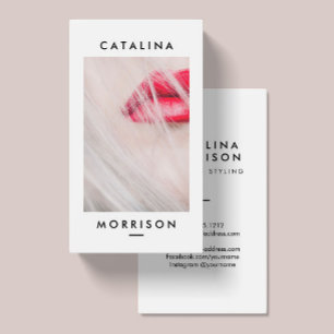 Minimalist Makeup Artist Red Lips Photo Business Card