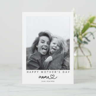 Minimalist Mama Calligraphy Happy Mother's Photo Card