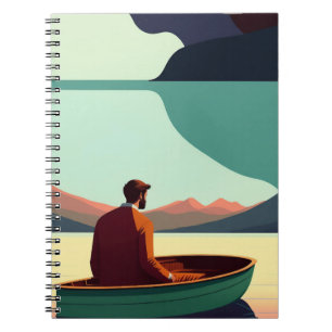 Minimalist Man in Rowboat Notebook
