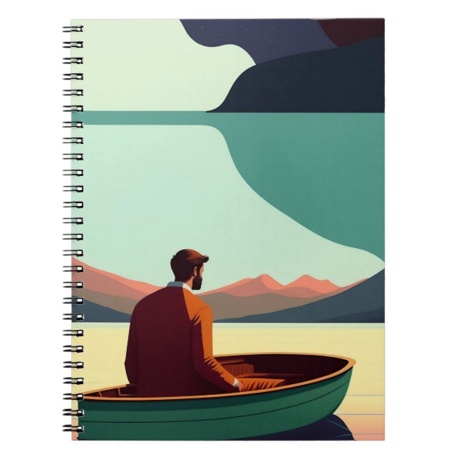 Minimalist Man in Rowboat Notebook (Front)