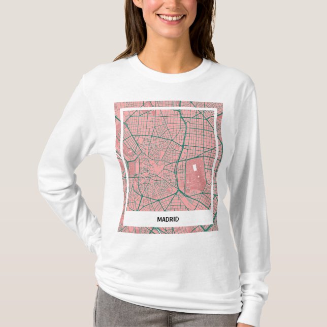 minimalist map map of Madrid - Rosa-verde T-Shirt (Front)