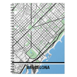Minimalist map of Barcelona - natural color Notebook