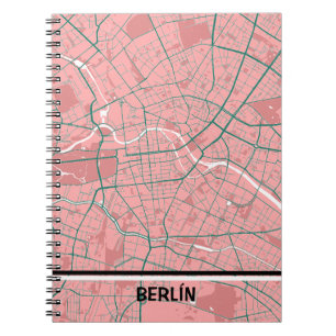 Minimalist map of Berlin - Rosa-Green Notebook