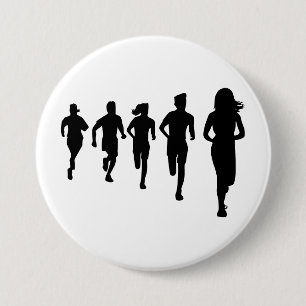 Minimalist Marathon Runner Silhouettes 3 Inch Round Button
