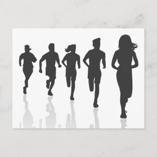Minimalist Marathon Runner Silhouettes Postcard