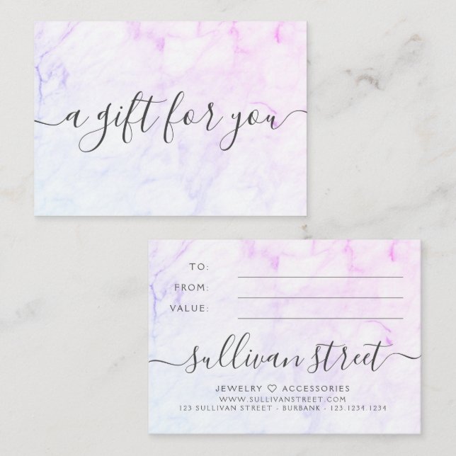 Minimalist Marble Small Business Gift Certificate  Card (Front/Back)