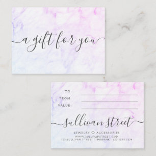 Minimalist Marble Small Business Gift Certificate  Card