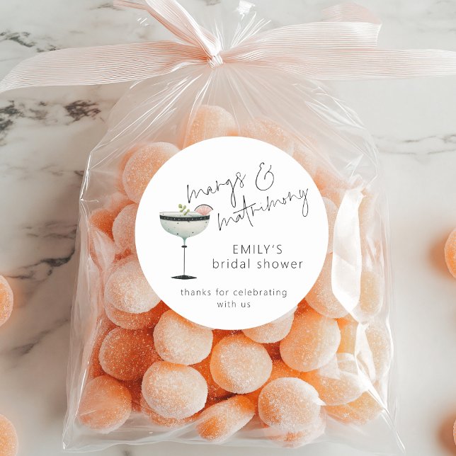 Minimalist Margs Matrimony Thank You Bridal Shower Classic Round Sticker (Creator Uploaded)