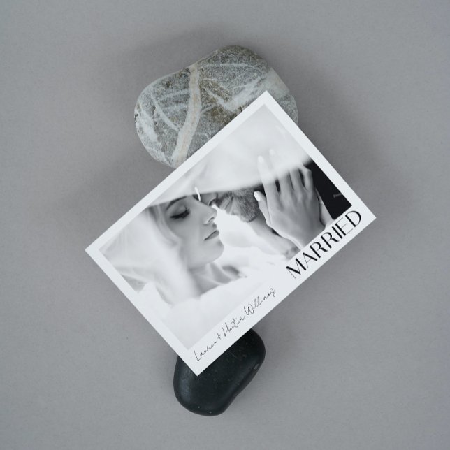 Minimalist Married 2 Photo Script QR Code Wedding Announcement (We Tied the Knot! Share in Our Joy with Our Wedding Announcement 💍💌 [Customize Here])