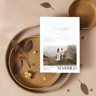 Minimalist Married 2 Photo Script QR Code Wedding Announcement