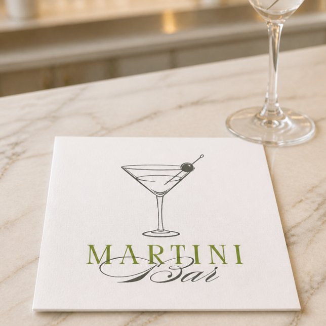 Minimalist Martini Bar Cocktail Napkin (Creator Uploaded)