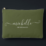 Minimalist Martini Olive Personalized Bridesmaid Accessory Pouch<br><div class="desc">Introducing our Chic Minimalist Martini Olive Personalized Bridesmaid Accessory Pouch, a stylish and versatile gift designed to celebrate your bridesmaids in elegance. This accessory pouch is the epitome of modern chic, perfect for any occasion from bridesmaid proposals to bridal showers. Crafted with a minimalist design, this pouch features an Martini...</div>