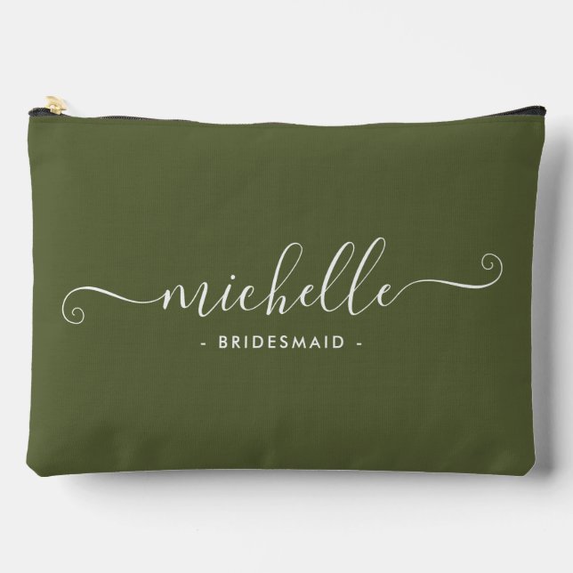 Minimalist Martini Olive Personalized Bridesmaid Accessory Pouch (Front)