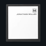 Minimalist Masculine Initial and Name Notepad<br><div class="desc">This elegant,  simple notepad features classic block typography your initial and name or custom text of your choice.</div>