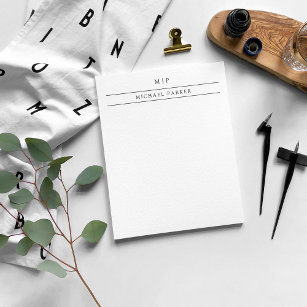 Minimalist Masculine   Initials and Name Notepad