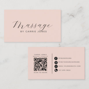 Minimalist Massage Therapist QR Code Business Card