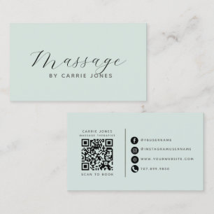 Minimalist Massage Therapist QR Code Business Card