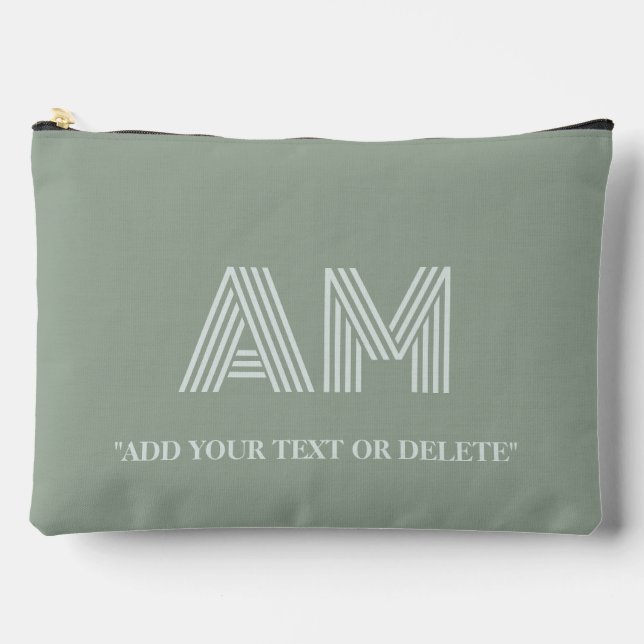 Minimalist Matcha Green Monogram Accessory Pouch (Front)