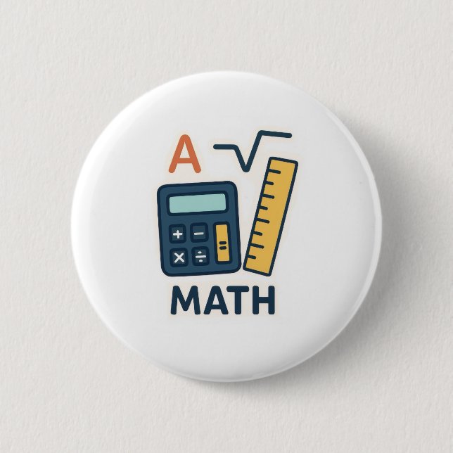 Minimalist Math Subject – Calculator, Ruler 2 Inch Round Button (Front)