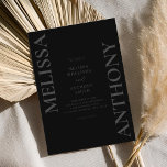 Minimalist Matte Black Modern Wedding Invitation<br><div class="desc">Modern Minimalist Matte Black Wedding Invitation. Features bold typography and minimal graphic design. Personalize text with all the details of your special day.</div>