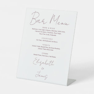 Minimalist Mauve Elegant Script Bar Menu Pedestal Sign