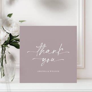 Minimalist Mauve Wedding Thank You Card