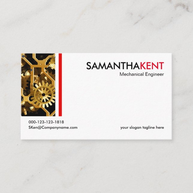 Minimalist Mechanical Dials Mechanical Engineer Business Card (Front)