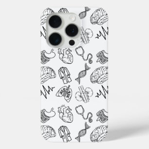 Minimalist Medical Doodles iPhone 15 Pro Case