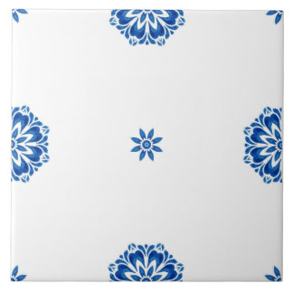 Minimalist Mediterranean Blue and White Tile