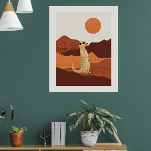 Minimalist Meerkat Desert Wall Art Boho Animal