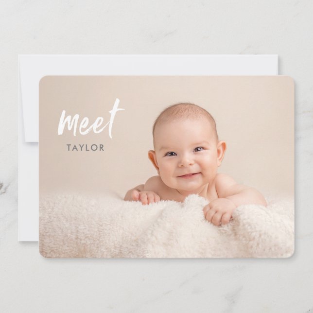 Minimalist Meet Baby Photos Birth Announcement (Front)