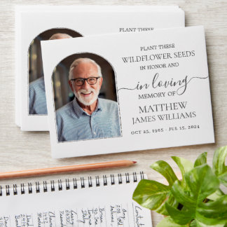 Minimalist Memorial Funeral Arch Photo Seed Packet Envelope