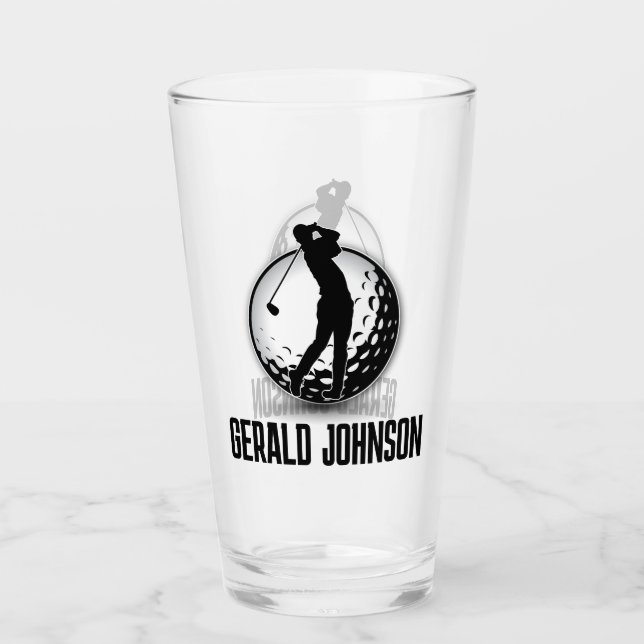 Minimalist Men Golf Monogram Design Glass (Front)