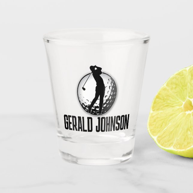 Minimalist Men Golf Monogram Design Shot Glass (Front)