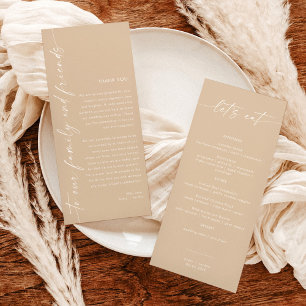 Minimalist Menu + Thank You Note   Wedding Napkin 