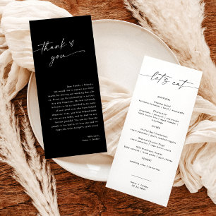 Minimalist Menu + Thank You Note Wedding Napkin