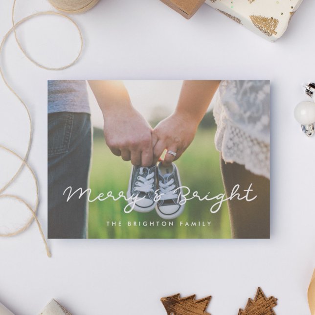 Minimalist Merry and Bright Holiday Photo Card (Creator Uploaded)