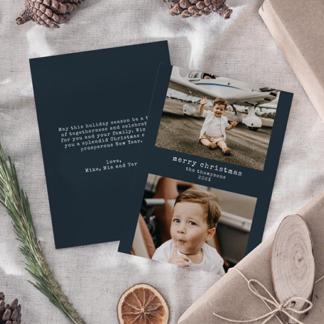 Minimalist Merry Christmas 2 Photo Holiday Card (Creator Uploaded)