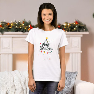 Minimalist Merry Christmas abstract tree T-Shirt