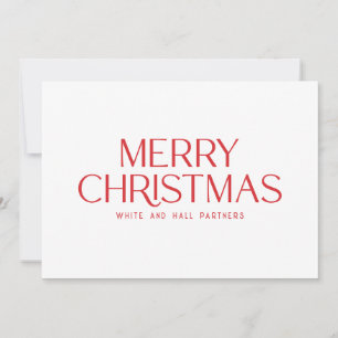 Minimalist Merry Christmas Business   Red White Holiday Card