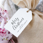 Minimalist Merry Christmas Family Holiday Gift Tags<br><div class="desc">These minimalist Merry Christmas family holiday gift tags are perfect for a simple holiday present. The design features classic black and white typography paired with a rustic yet elegant script font with hand lettered style. Personalize them with your name.</div>