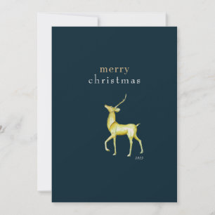 Minimalist Merry Christmas Gold Reindeer Holiday Card