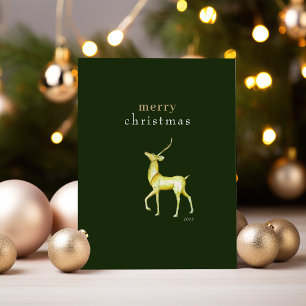 Minimalist Merry Christmas Gold Reindeer Holiday Card